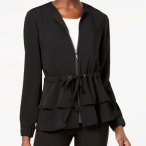 NINE WEST Tiered Zip Front Jacket Size 2